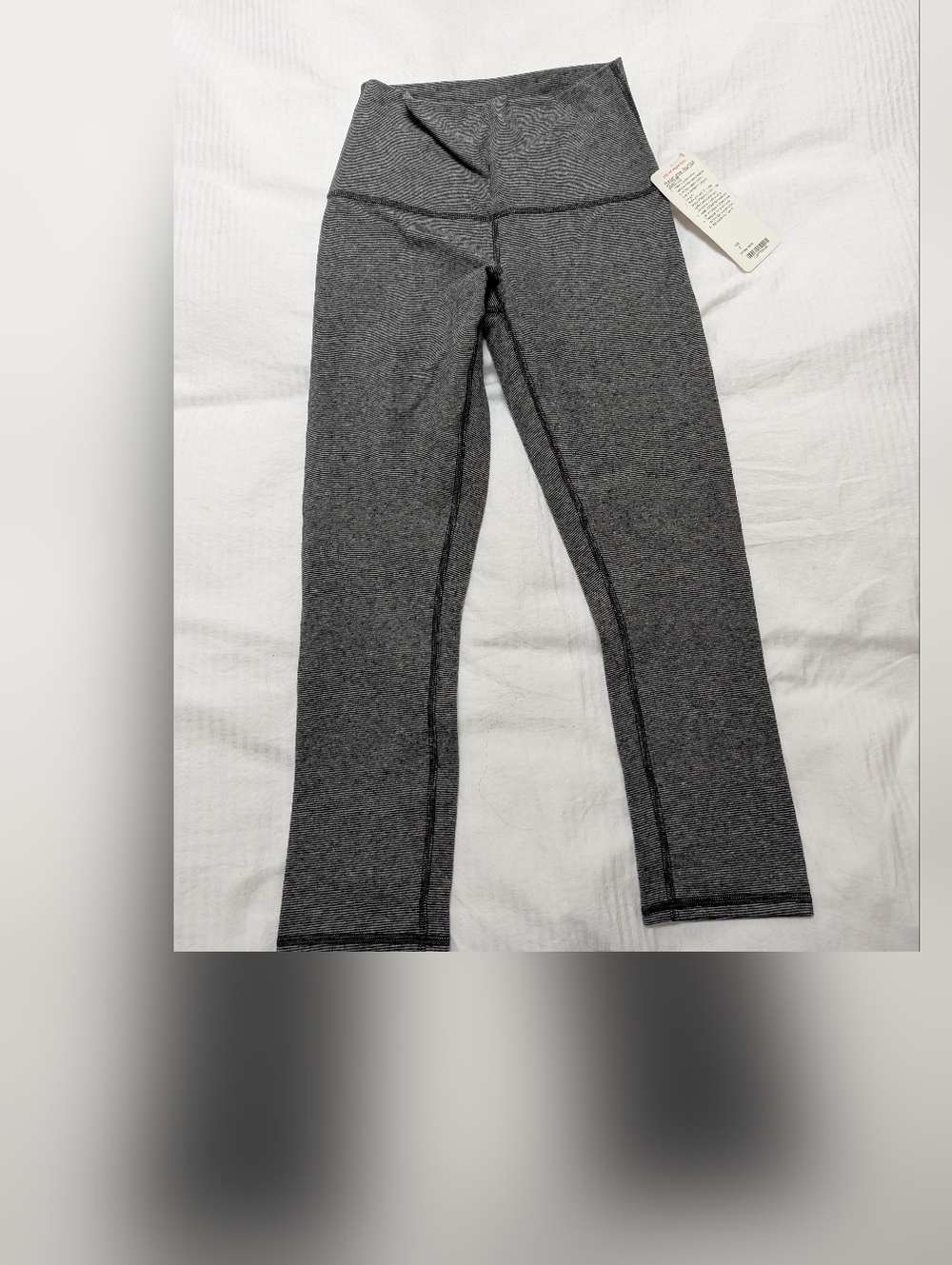 Lululemon Wunder Under Crop Roll Down Or Hi Waist Leggings Black White Stripe 6